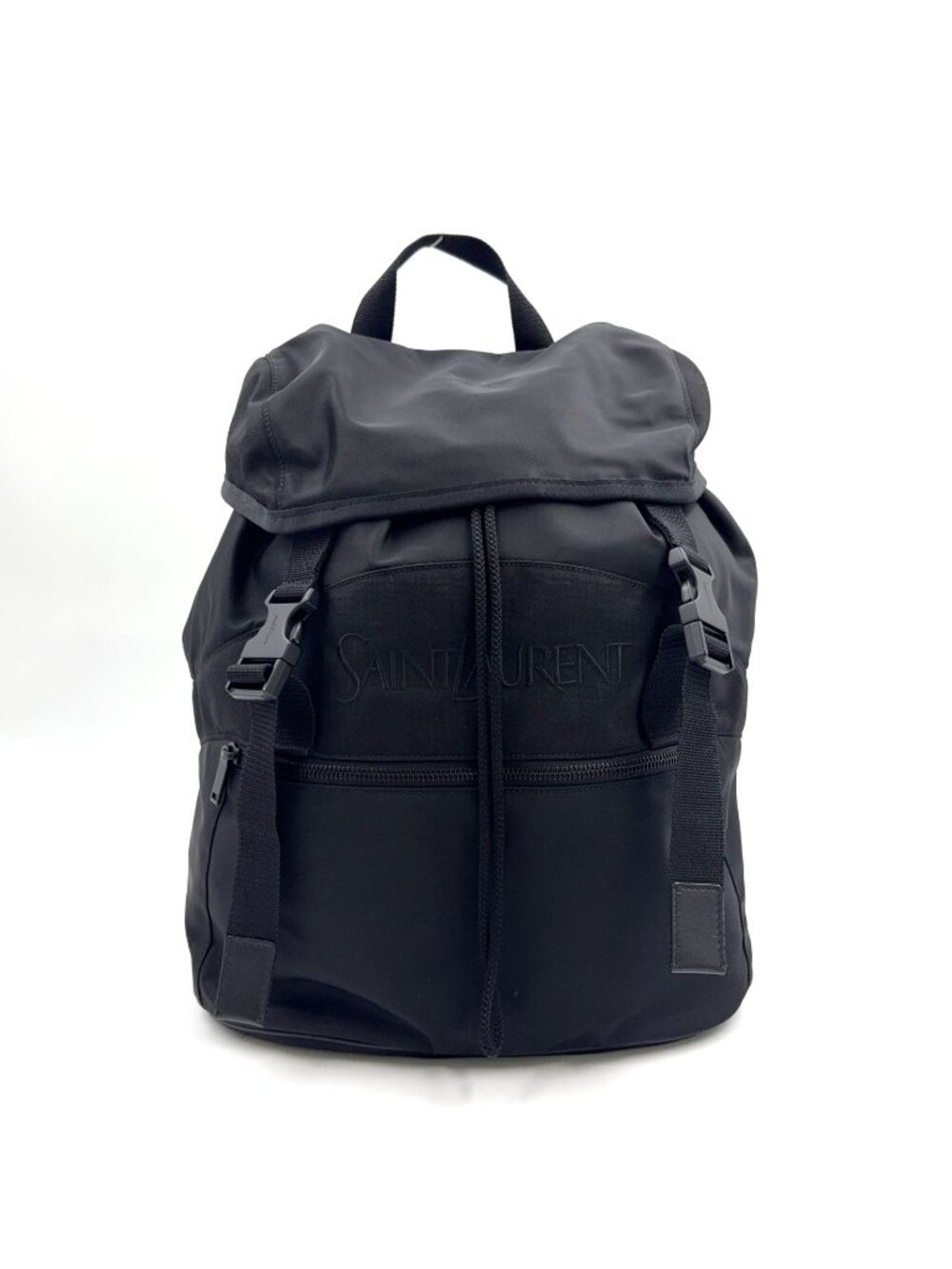 Saint Laurent Paris Logo Leather Nylon Black Backpack